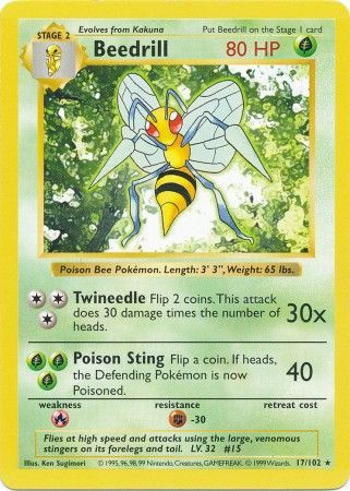 Beedrill (17 102) [Base Set Shadowless Unlimited] Supply