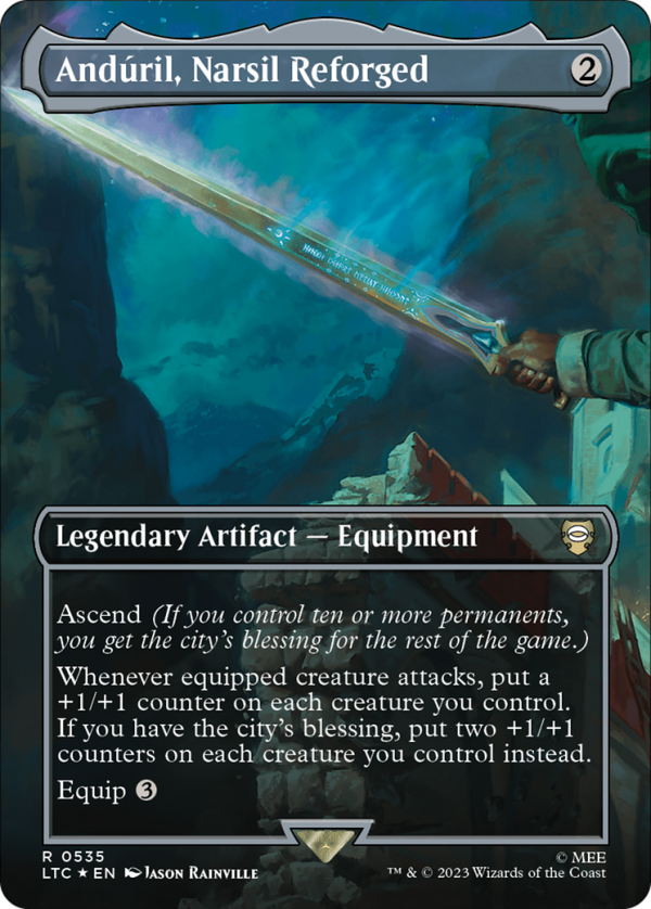 Anduril, Narsil Reforged (Borderless) (Surge Foil) [The Lord of the Rings: Tales of Middle-Earth Commander] Online Hot Sale