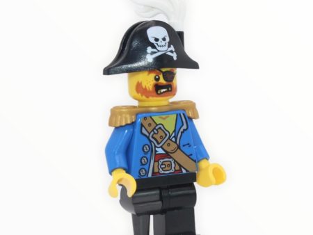 Pirate Captain (bicorne with skull, white plume, gold epaulettes, pearl dark gray peg leg) Sale